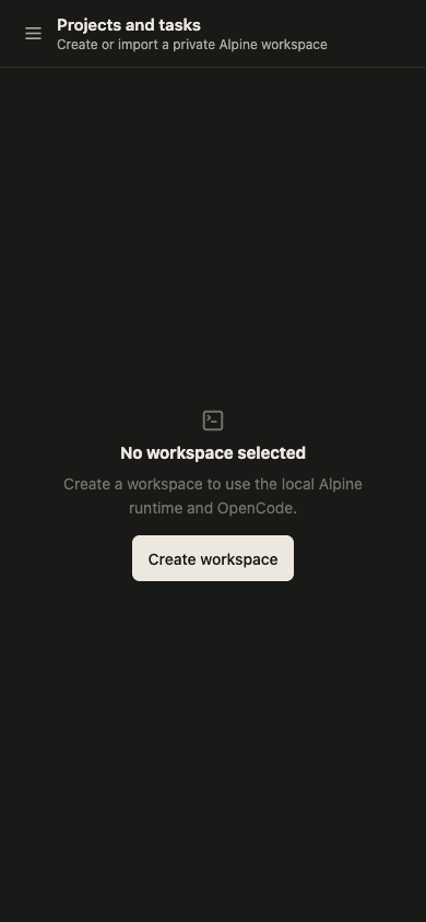 Kaizen Code mobile workspace selection screen