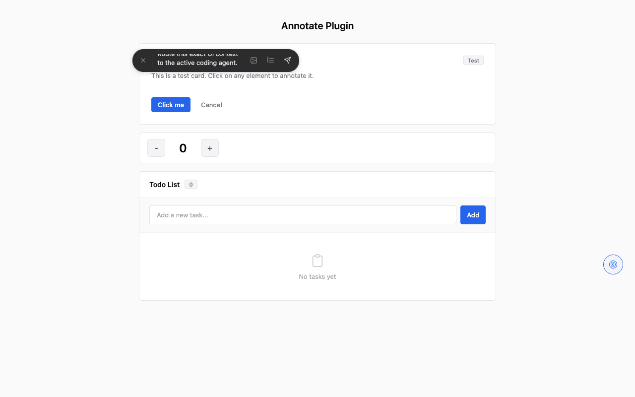 OpenCode Annotate browser comment routed from a selected interface
