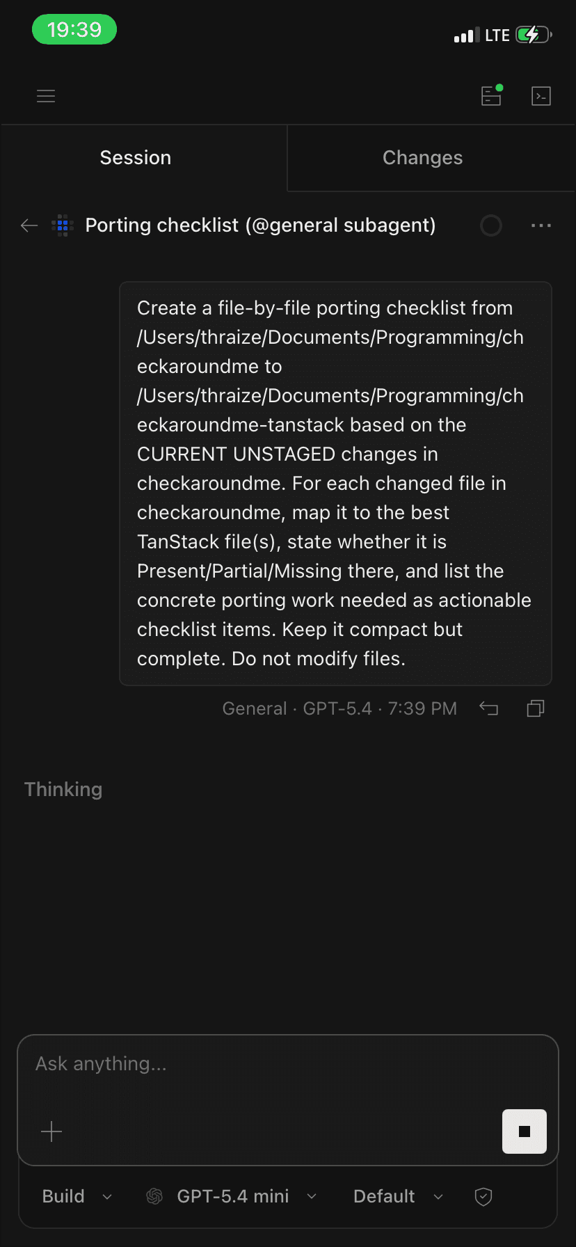Kaizen Code parallel task list on mobile
